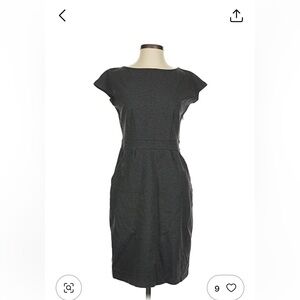 Quince Classic Short-Sleeve Sheath Dress in Charcoal Gray small